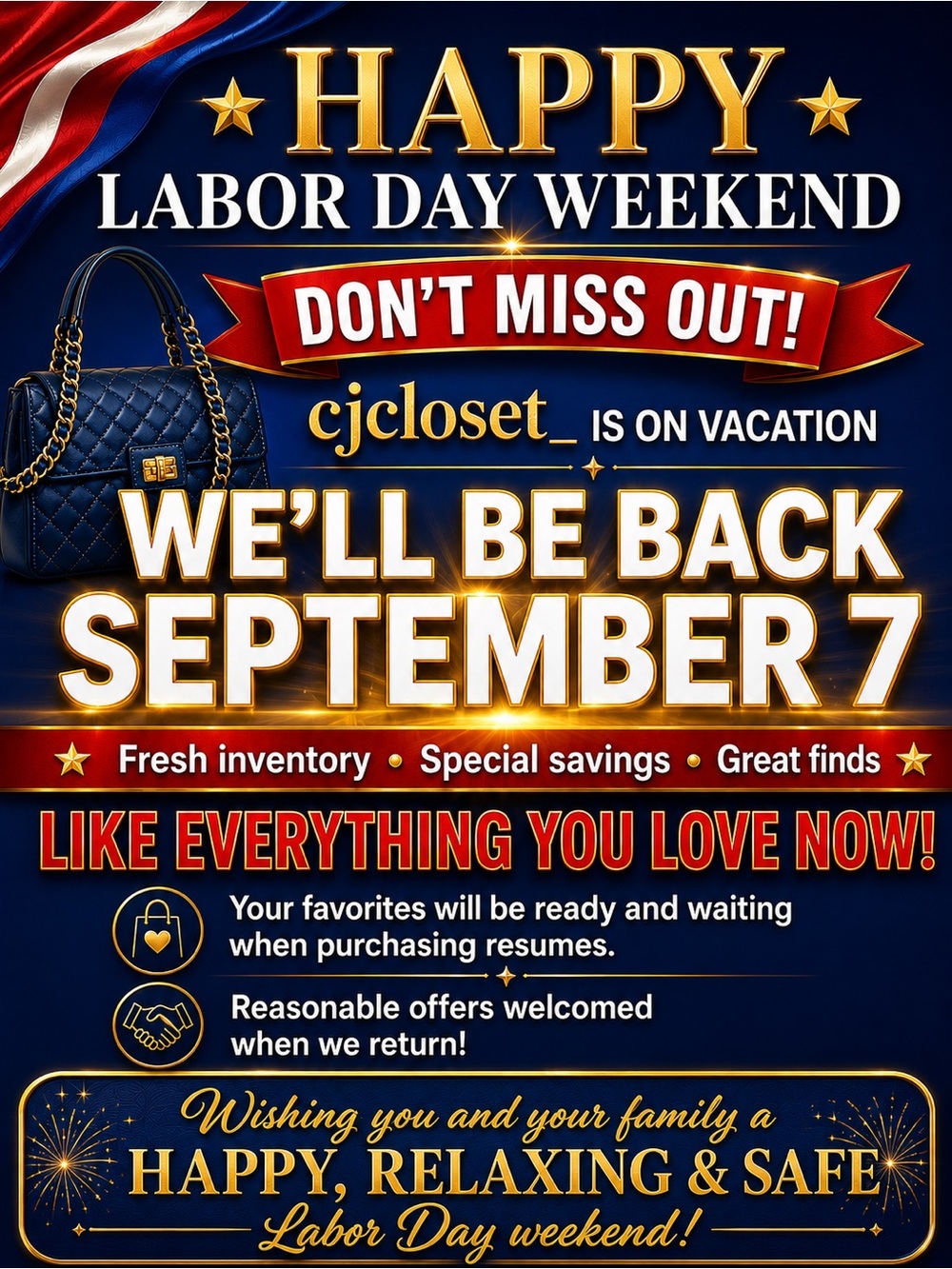 We will be back September 7th!
